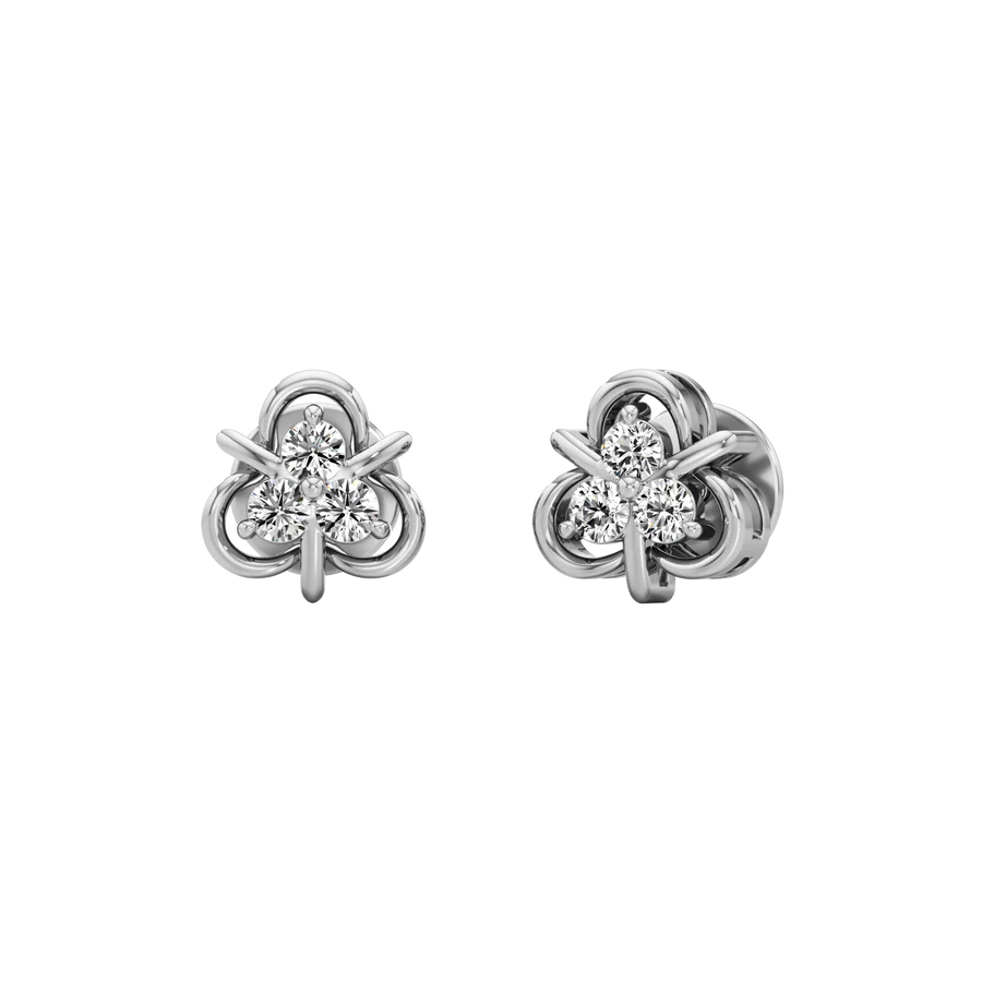 Gold Diamond Floral Stud Earrings for Women – Petite & Elegant