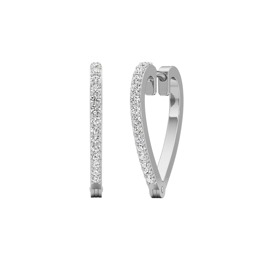 Heart-Shaped Diamond Hoop Earrings for Women – Rose Gold Finish