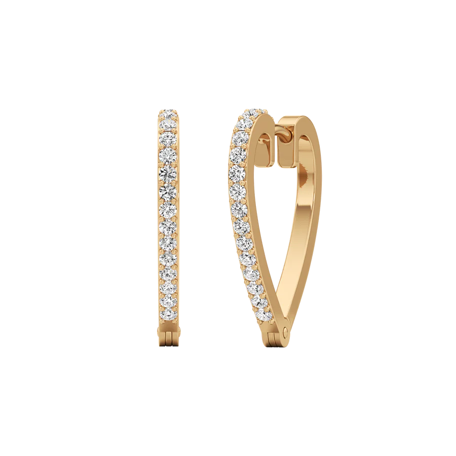 Heart-Shaped Diamond Hoop Earrings for Women – Rose Gold Finish