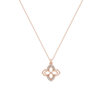Four-Petal Diamond Floral Pendant Necklace – 1White Gold or Yellow Gold
