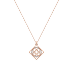 Geometric Floral Diamond Pendant Necklace – Rose Gold or Silver