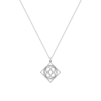 Geometric Floral Diamond Pendant Necklace – Rose Gold or Silver