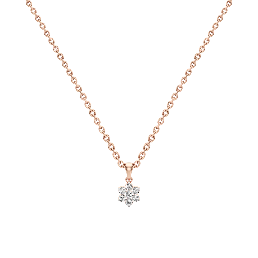 Classic Bloom Diamond Pendant – Elegant White Gold Necklace