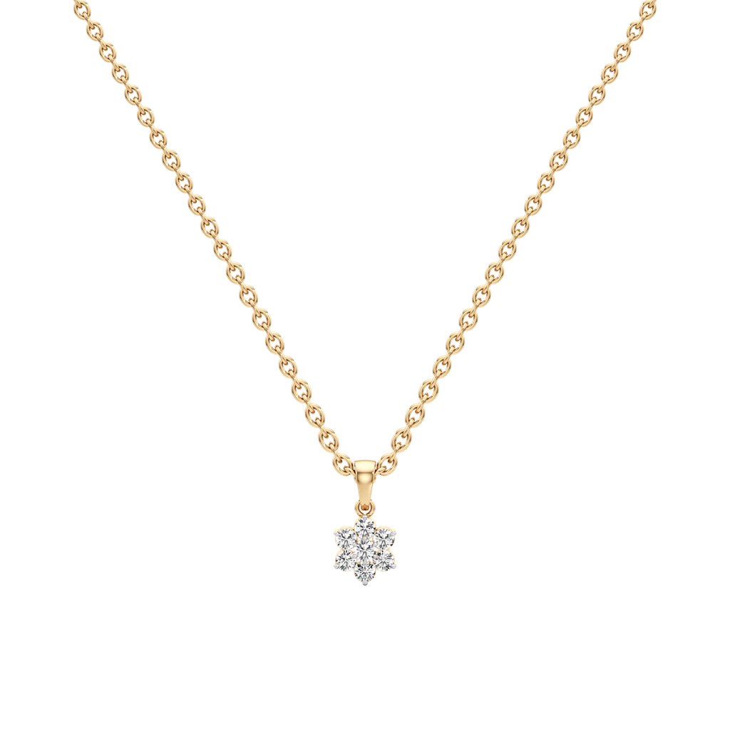 Classic Bloom Diamond Pendant – Elegant White Gold Necklace