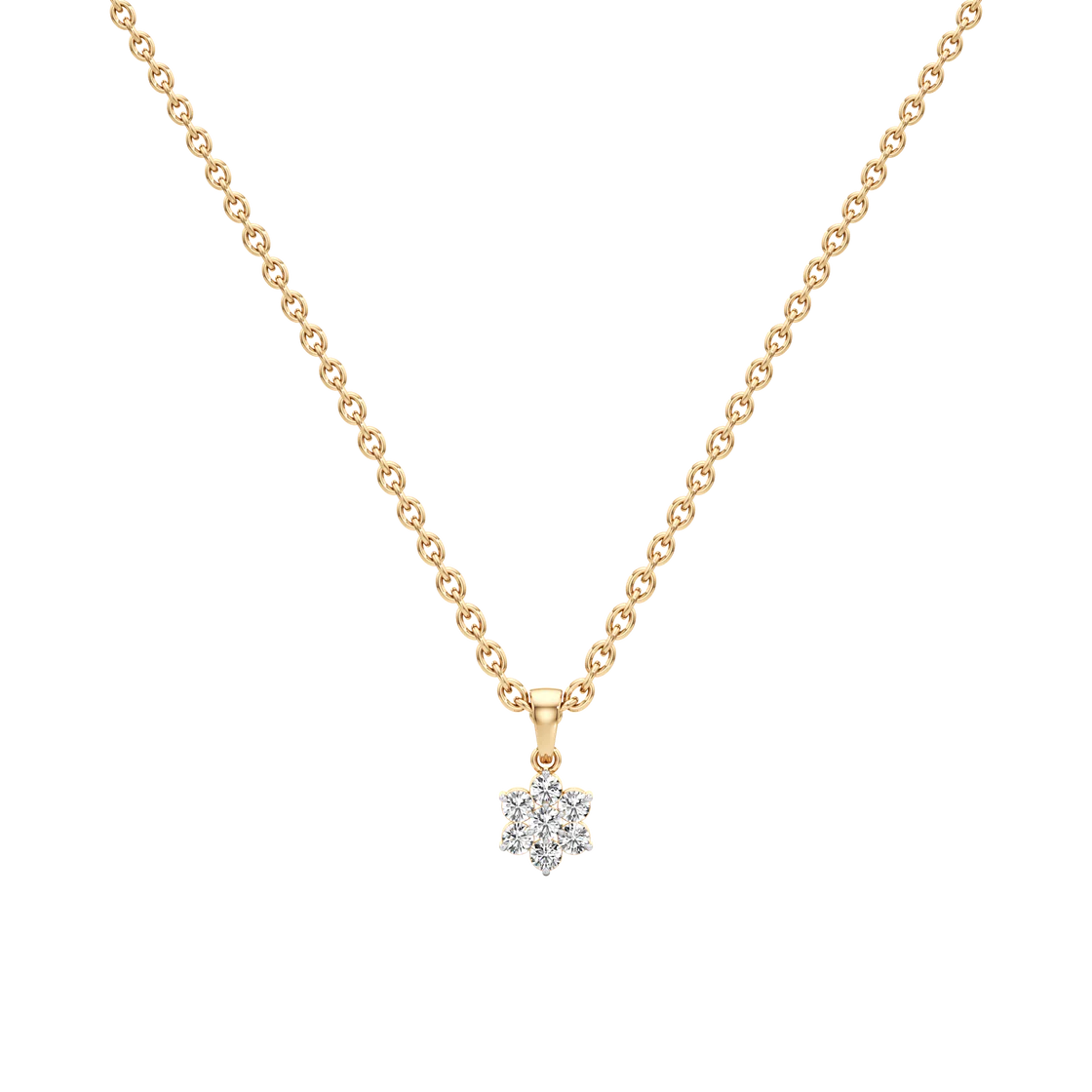 Classic Bloom Diamond Pendant – Elegant White Gold Necklace