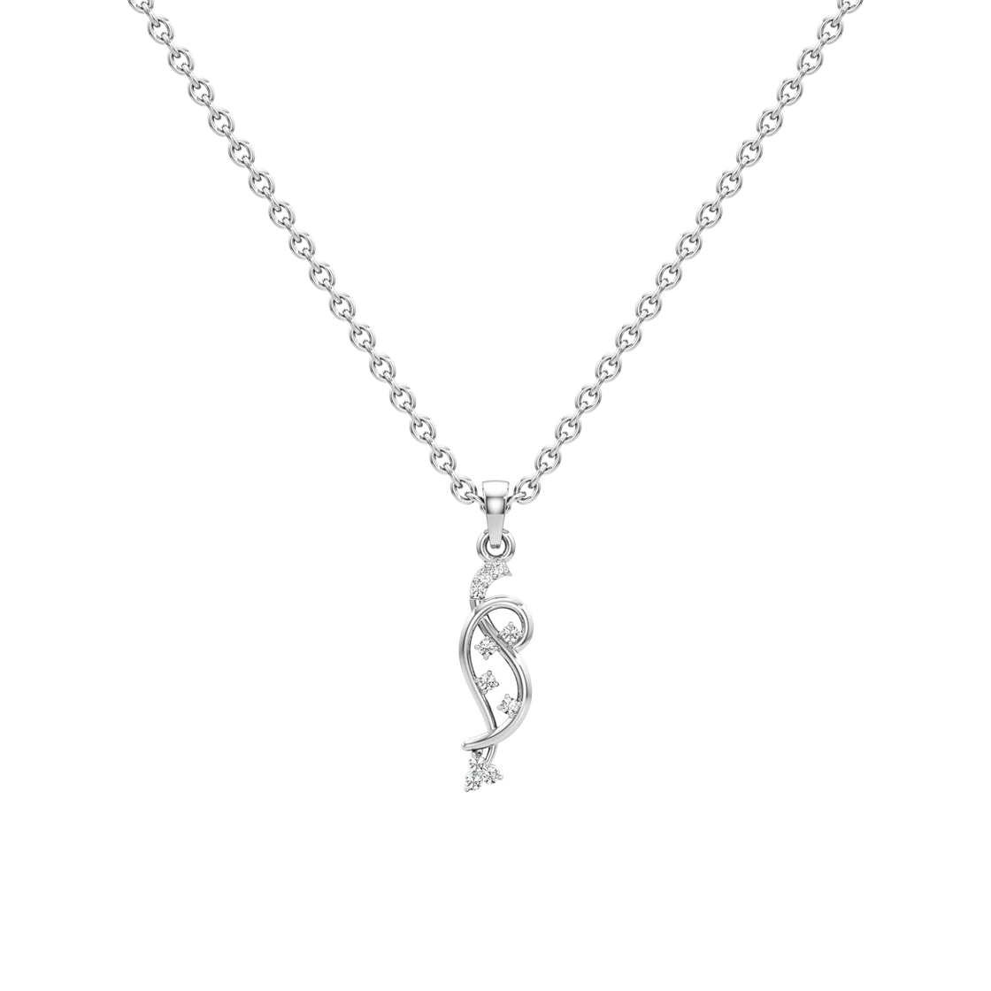 Twisted Vine Diamond Pendant Necklace – 14K White Gold or Yellow Gold | Modern Elegant Jewelry