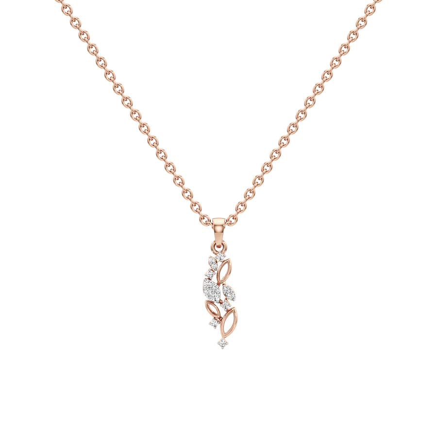 Leaf Vine Diamond Pendant Necklace – 14K Gold or Silver