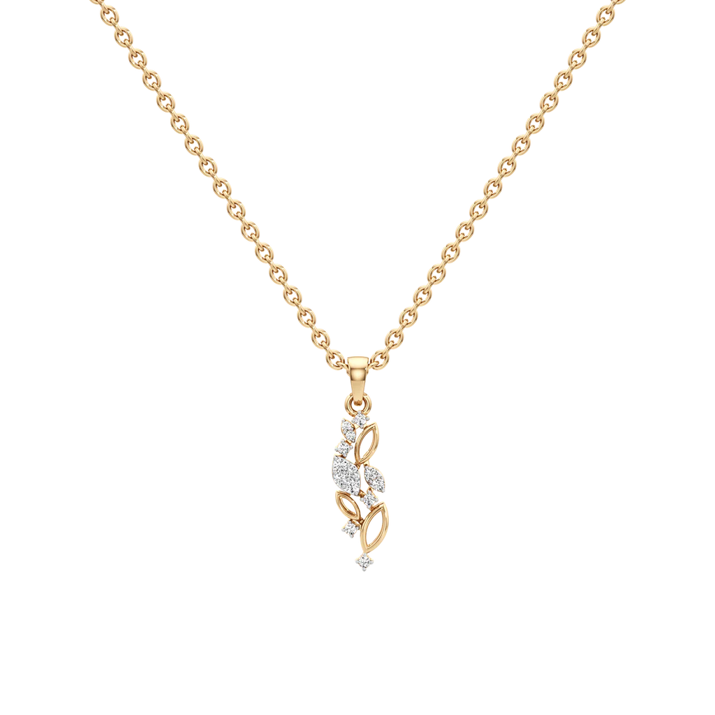 Leaf Vine Diamond Pendant Necklace – 14K Gold or Silver