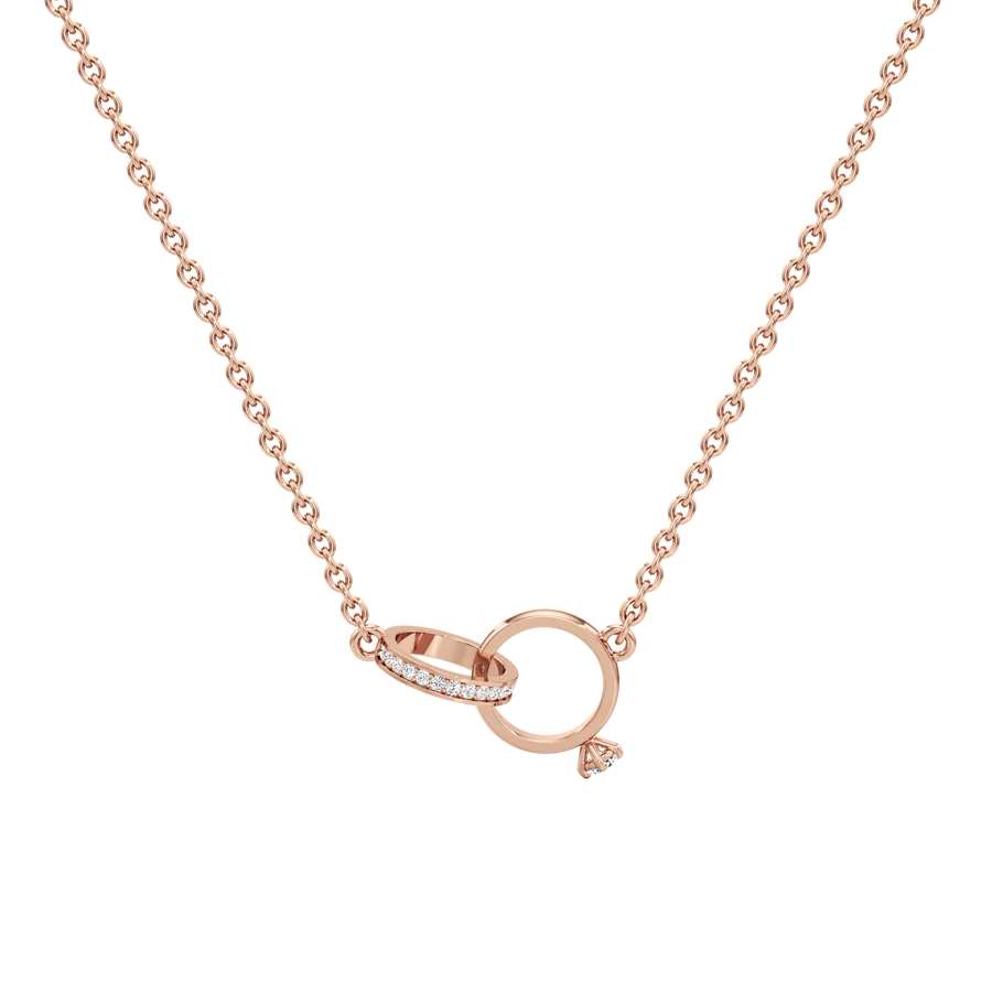 Interlocking Circle Diamond Necklace in White Gold – Elegant & Modern Design