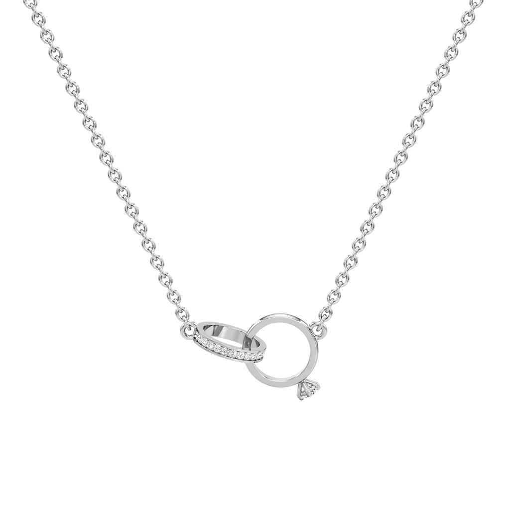 Interlocking Circle Diamond Necklace in White Gold – Elegant & Modern Design