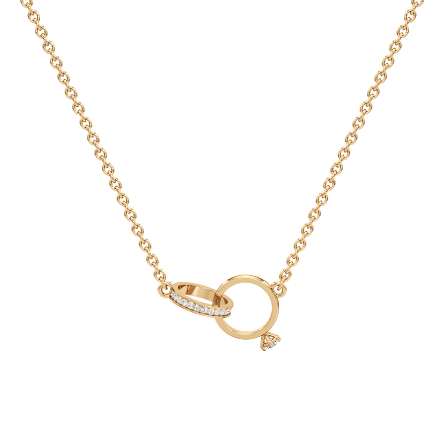 Interlocking Circle Diamond Necklace in White Gold – Elegant & Modern Design