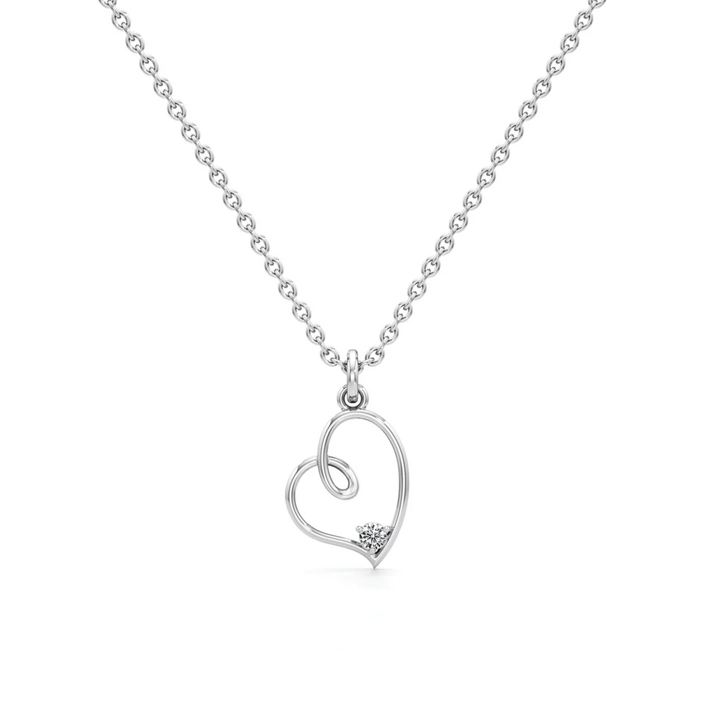 Rose Gold Heart Diamond Pendant Necklace – 14K Love Heart Chain for Women