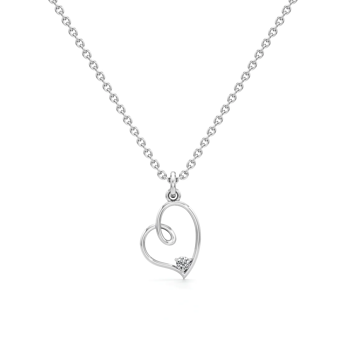Rose Gold Heart Diamond Pendant Necklace – 14K Love Heart Chain for Women