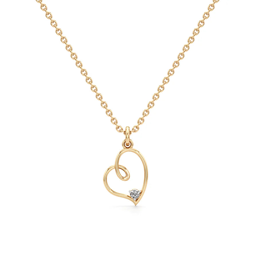 Rose Gold Heart Diamond Pendant Necklace – 14K Love Heart Chain for Women