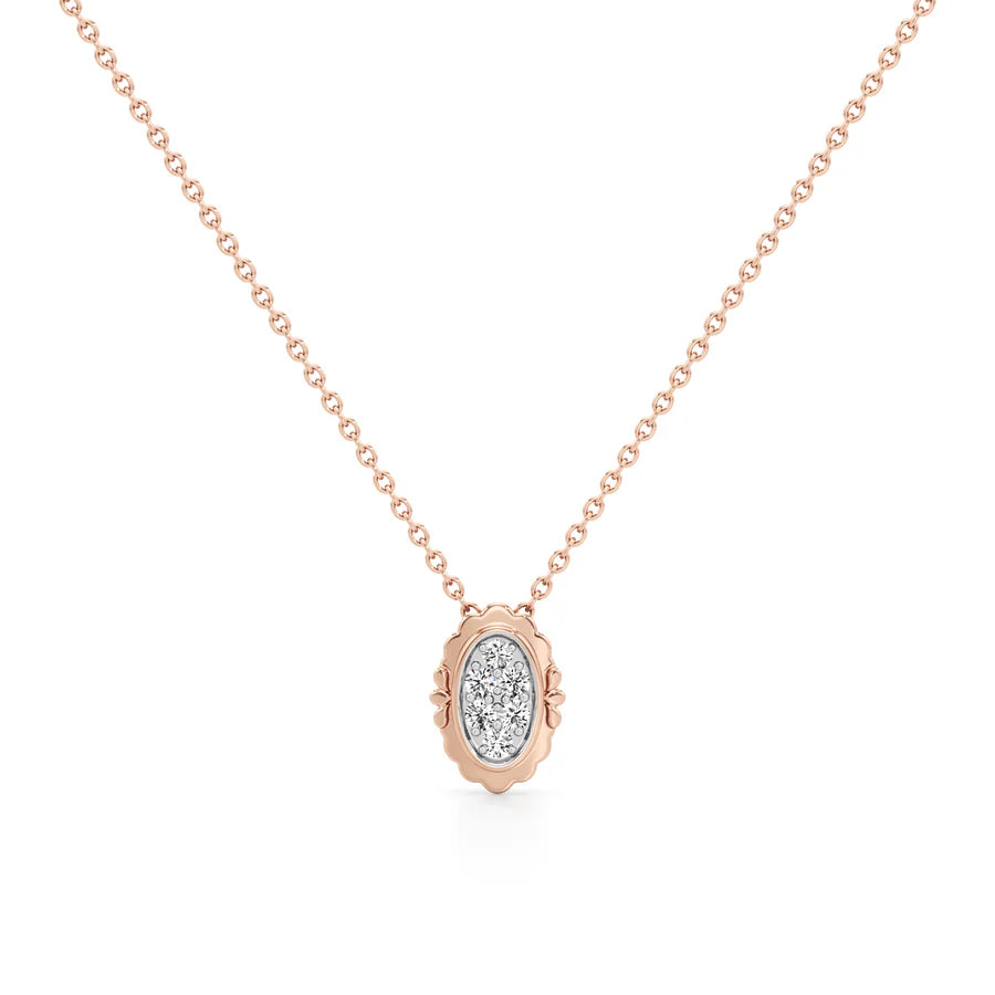 Gold Oval Diamond Pendant Necklace – 14K Yellow Gold Elegant Chain for Women