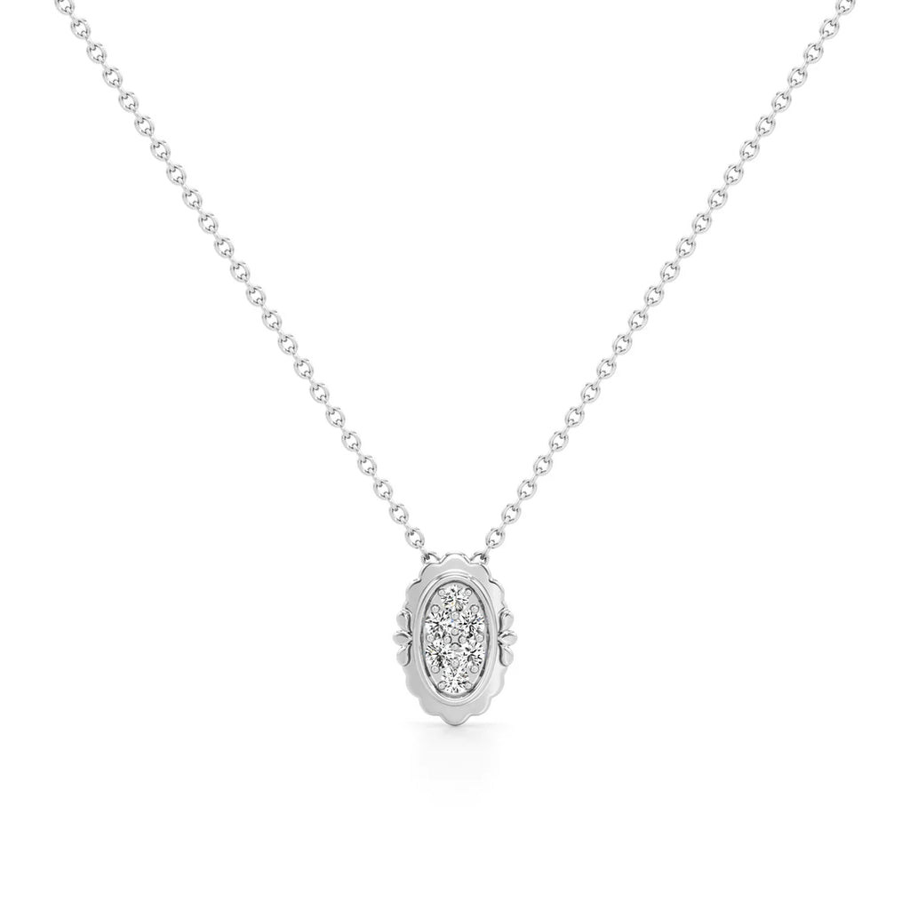 Gold Oval Diamond Pendant Necklace – 14K Yellow Gold Elegant Chain for Women