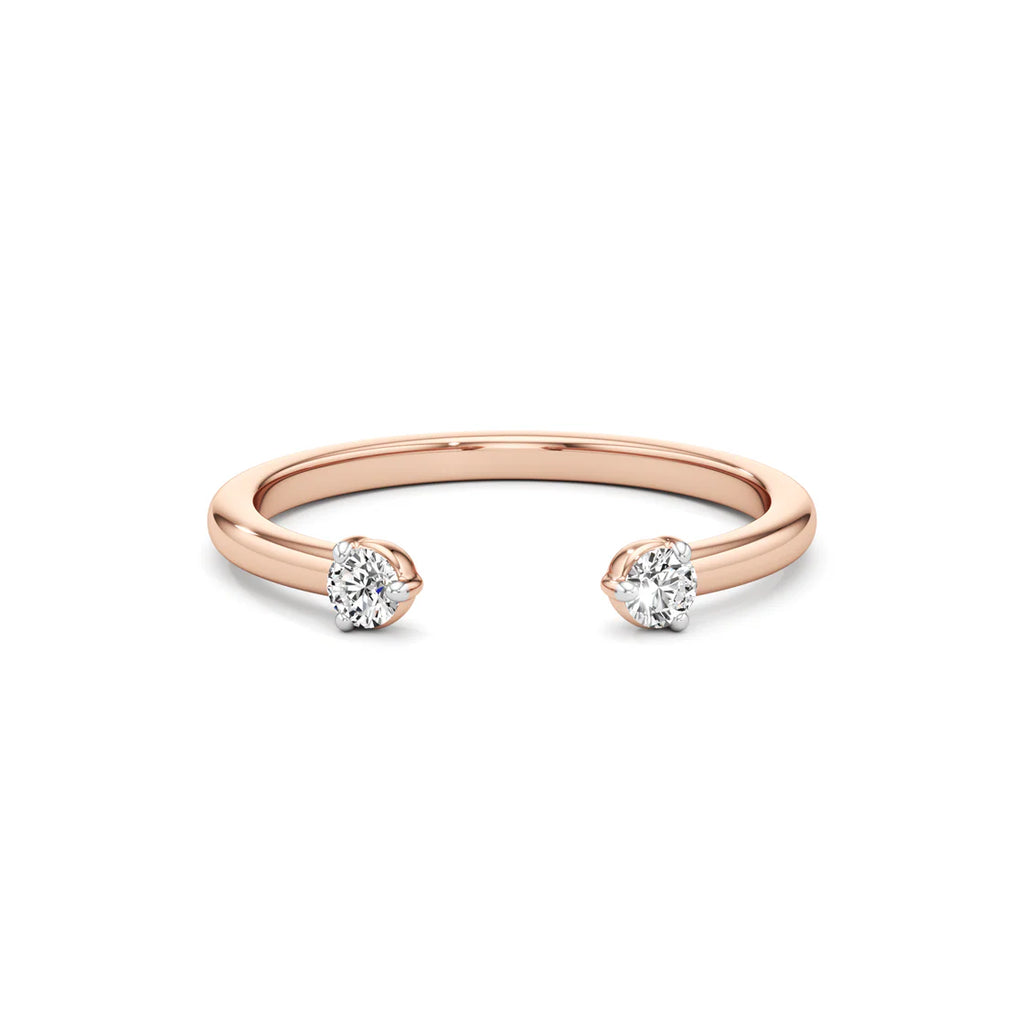Triple Petal Floral Studs – 14K Rose Gold Diamond Earrings