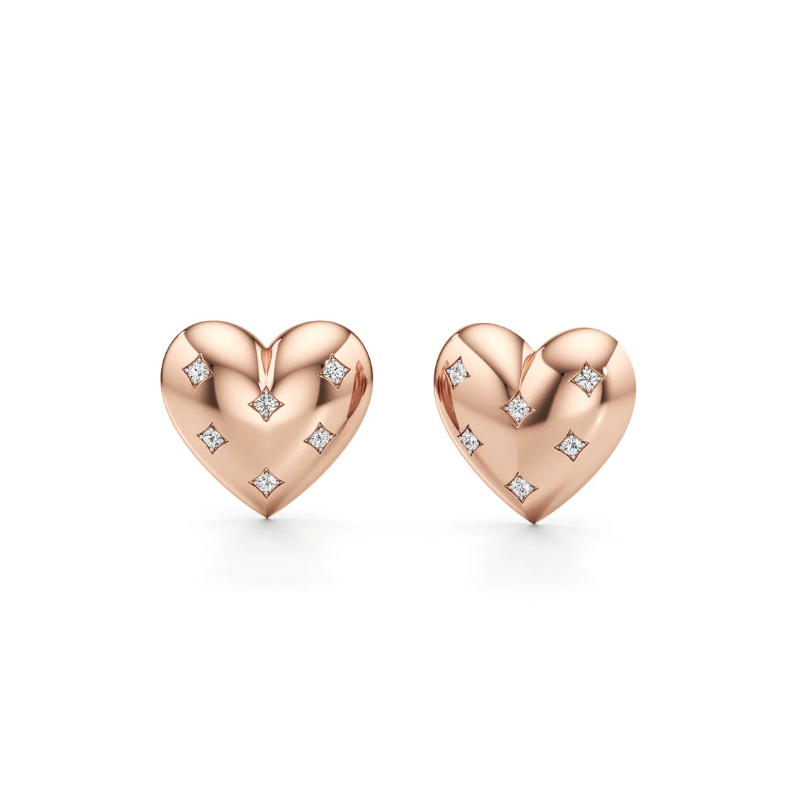 Minimal Heart Diamond Earrings – Dainty Rose Gold Fashion