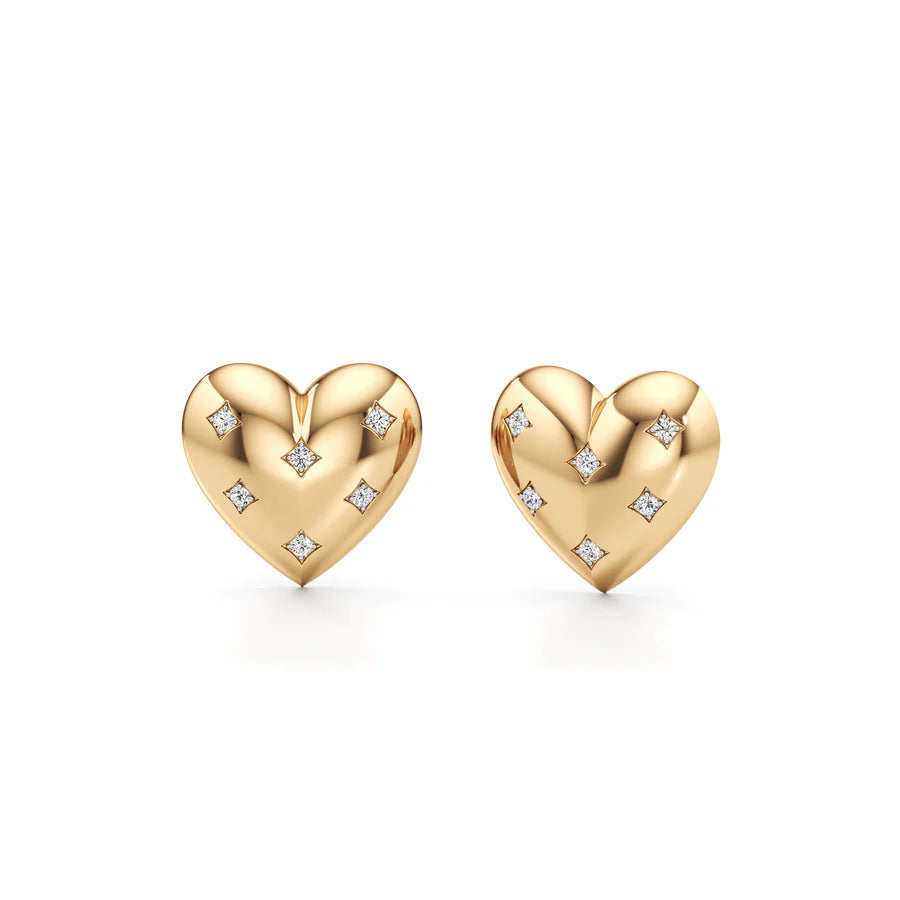 Minimal Heart Diamond Earrings – Dainty Rose Gold Fashion