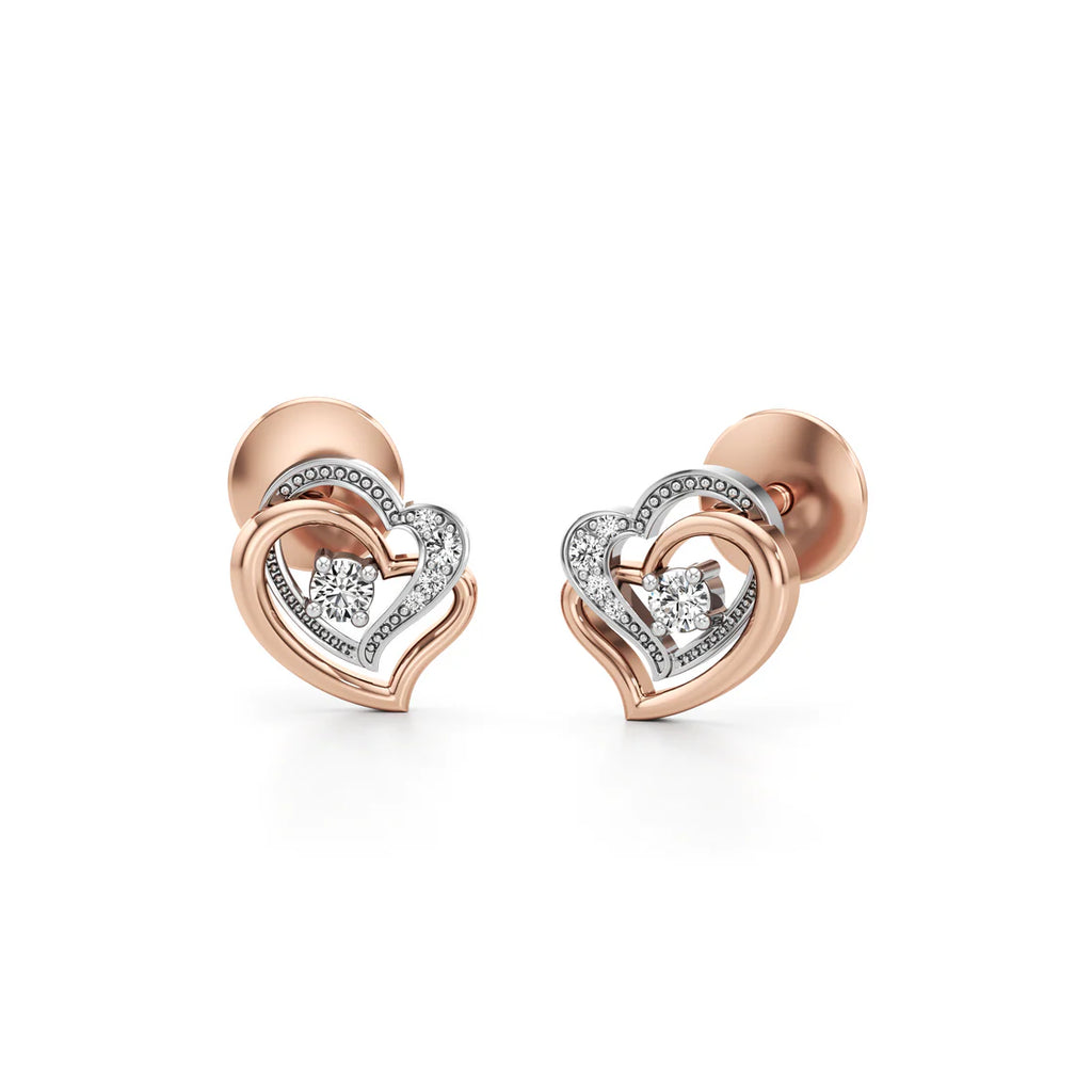 Minimal Crown Studs – 14K White Gold Diamond Earrings for Women