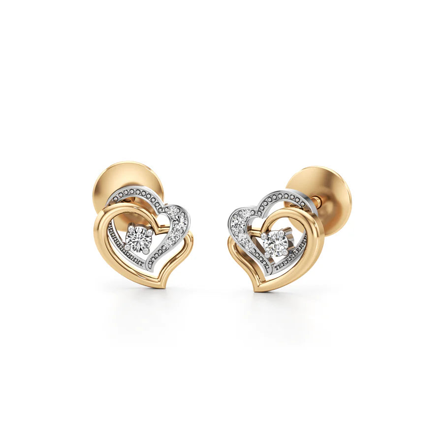 Minimal Crown Studs – 14K White Gold Diamond Earrings for Women