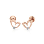 Triple Petal Floral Studs – 14K Rose Gold Diamond Earrings