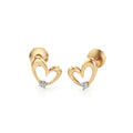 Triple Petal Floral Studs – 14K Rose Gold Diamond Earrings
