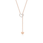 Rose Gold Heart Lariat Necklace – Dainty Diamond Pendant Chain for Women