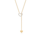 Rose Gold Heart Lariat Necklace – Dainty Diamond Pendant Chain for Women