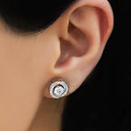 White Gold Halo Diamond Stud Earrings for Women – Timeless Round-Cut Luxury