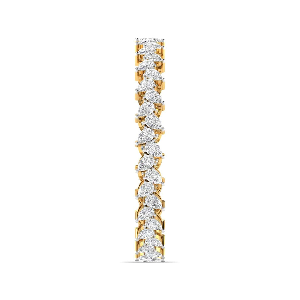 Pair of Gold Bangles with Illusion Set Pear Diamonds