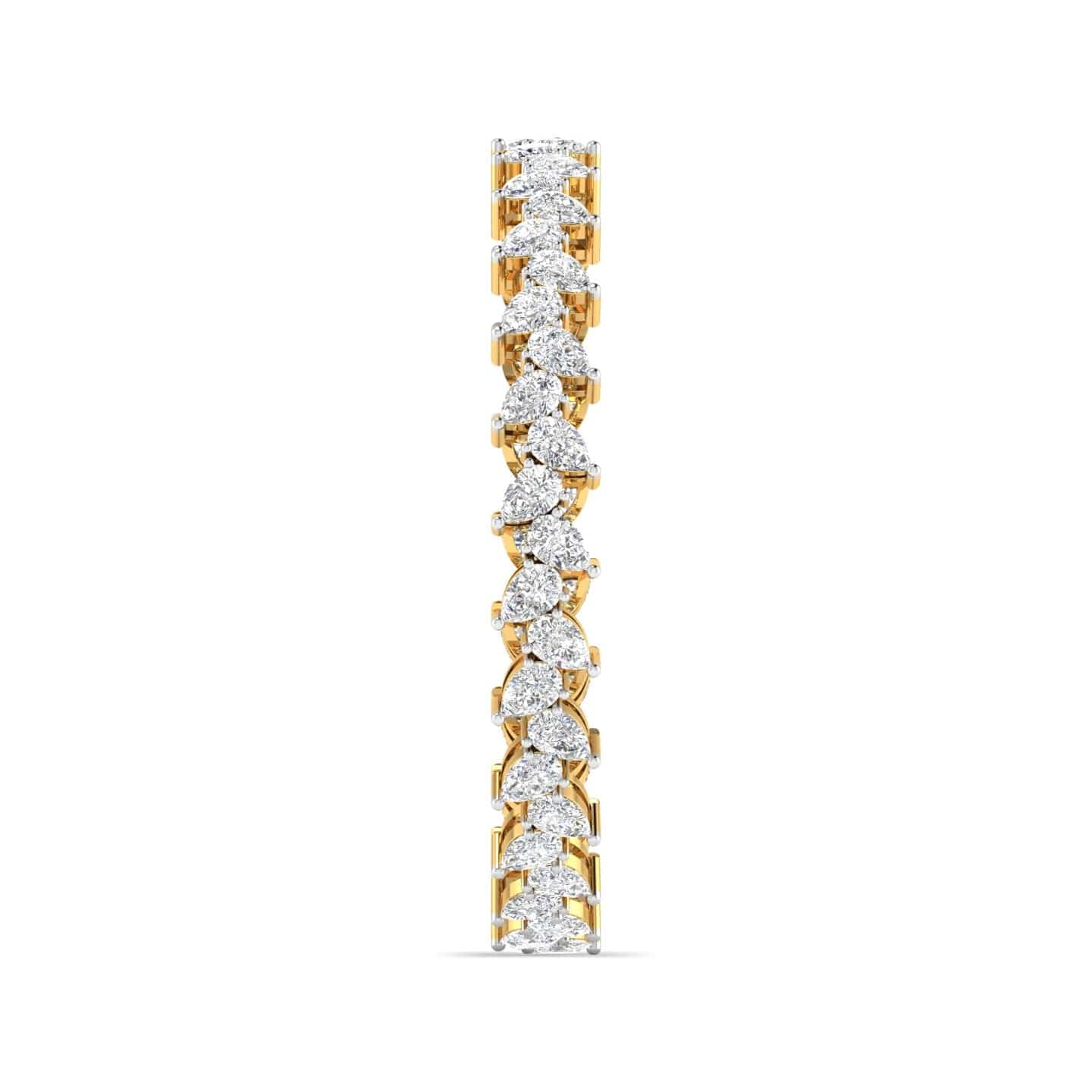 Pair of Gold Bangles with Illusion Set Pear Diamonds